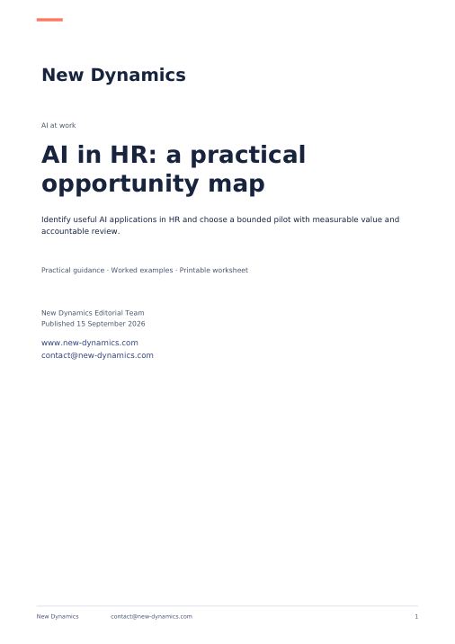 Cover of AI in HR: a practical opportunity map