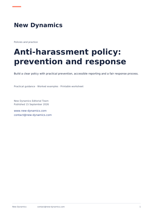 Cover of Anti-harassment policy: prevention and response