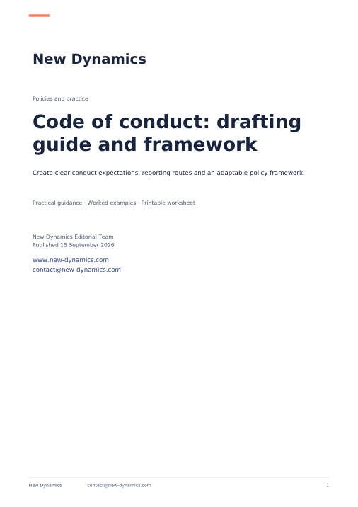 Cover of Code of conduct: drafting guide and framework