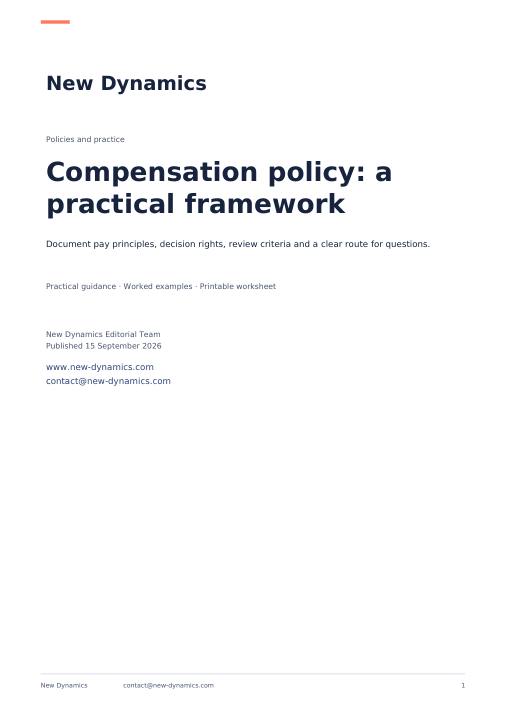 Cover of Compensation policy: a practical framework