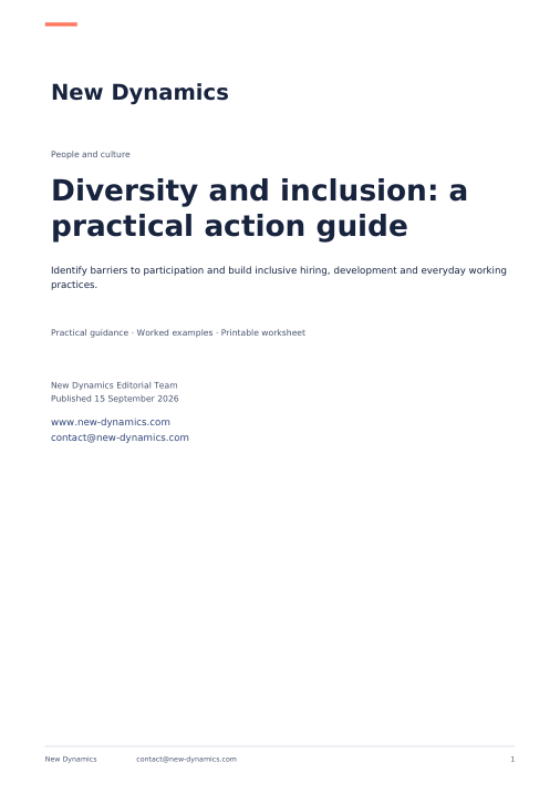 Cover of Diversity and inclusion: a practical action guide