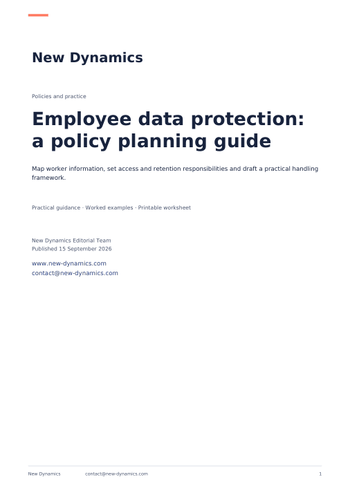 Cover of Employee data protection: a policy planning guide