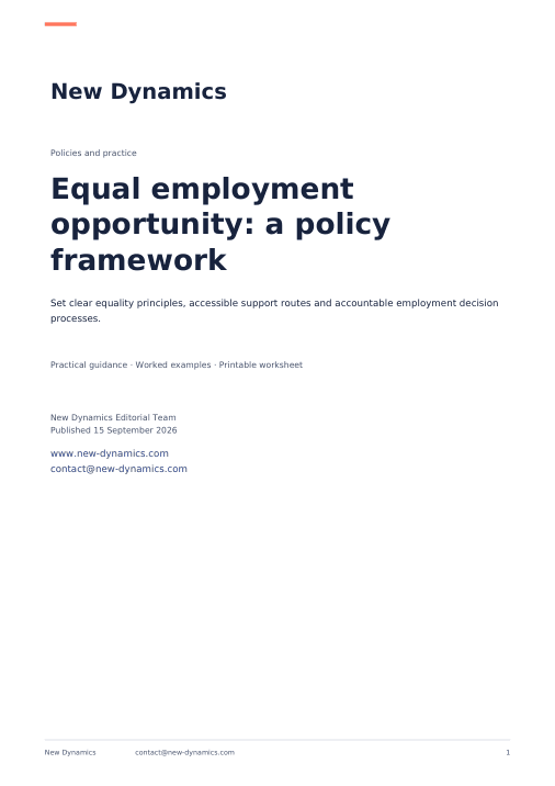 Cover of Equal employment opportunity: a policy framework