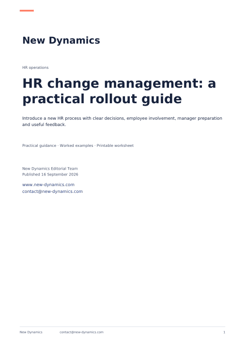 Cover of HR change management: a practical rollout guide