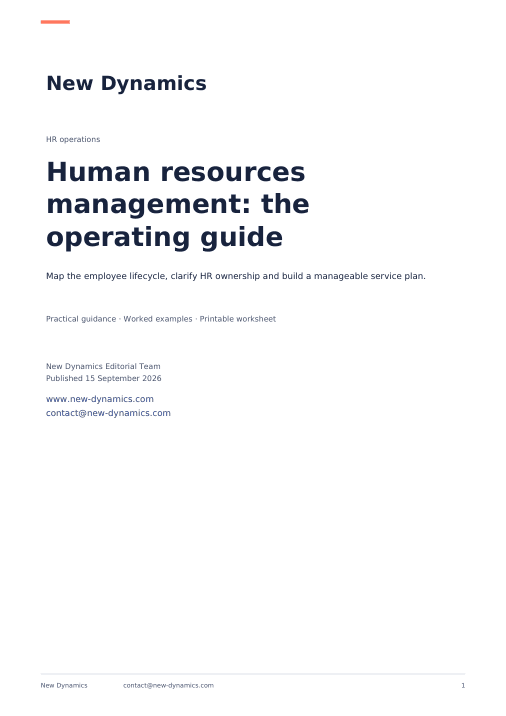 Cover of Human resources management: the operating guide