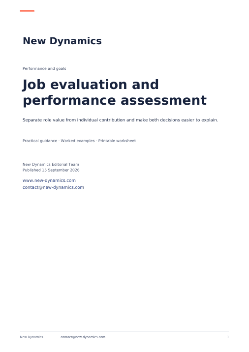 Cover of Job evaluation and performance assessment