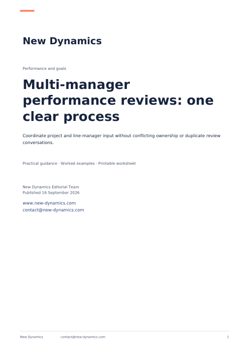 Cover of Multi-manager performance reviews: one clear process