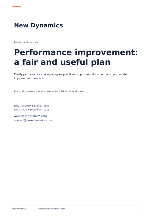 Cover of Performance improvement: a fair and useful plan