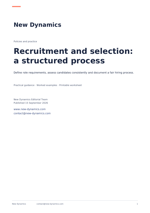 Cover of Recruitment and selection: a structured process