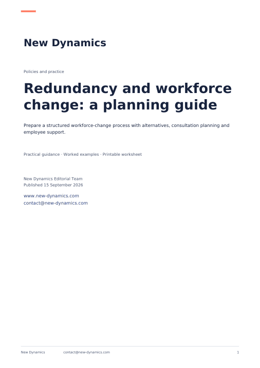 Cover of Redundancy and workforce change: a planning guide