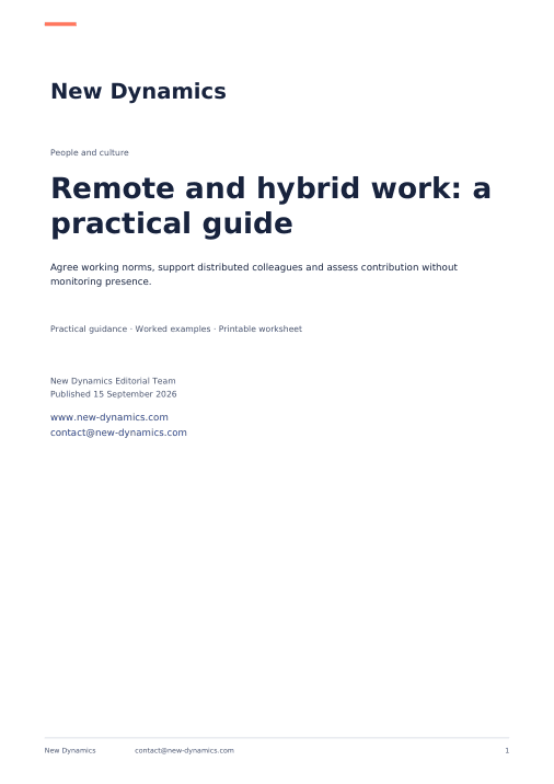 Cover of Remote and hybrid work: a practical guide
