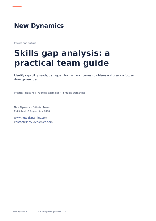 Cover of Skills gap analysis: a practical team guide