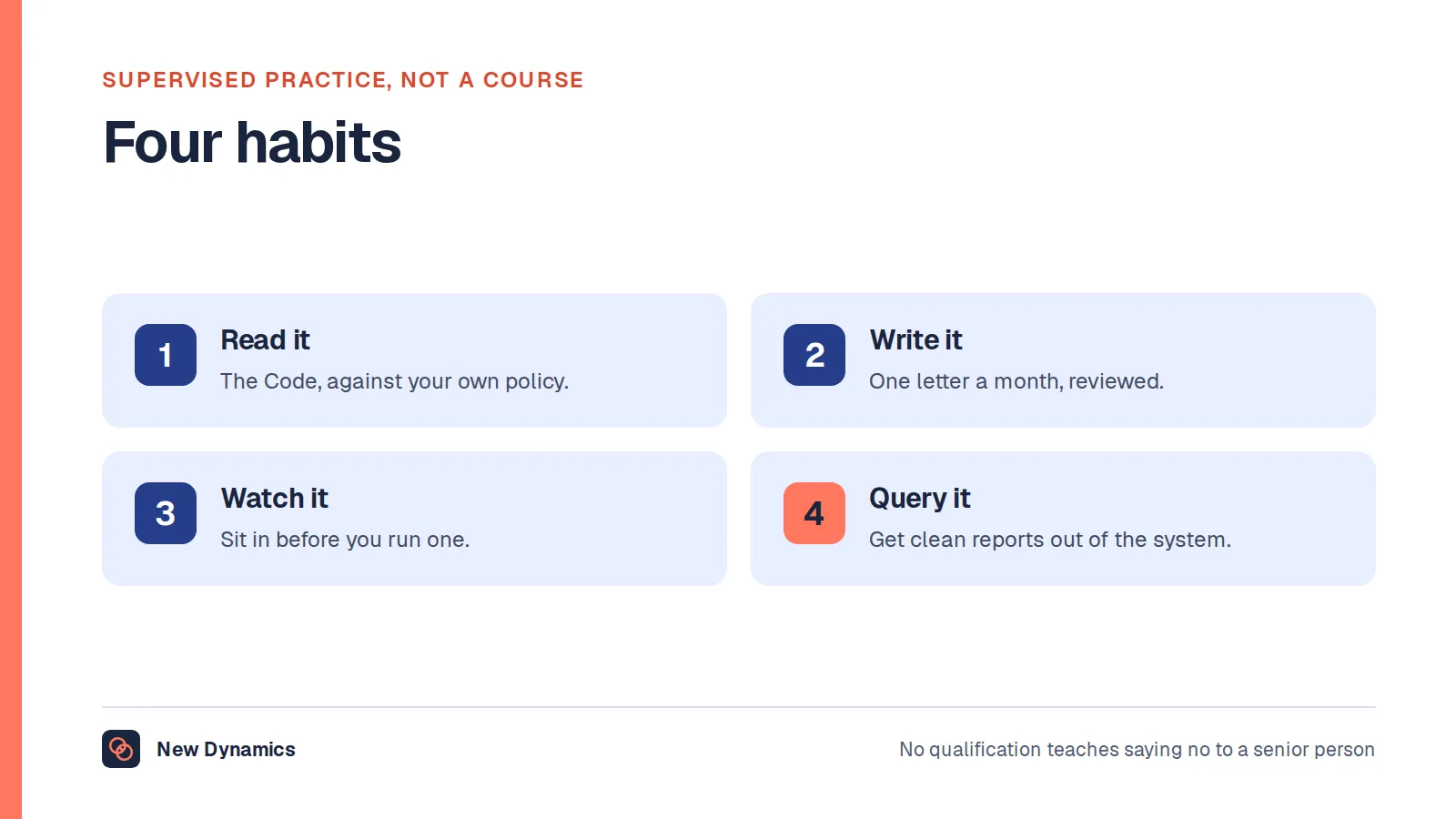 Four ways to build HR skills: read the Acas Code against your policy, get your writing reviewed, observe cases, and learn the systems.